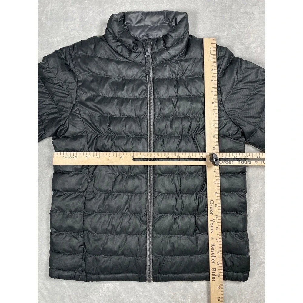 Uniqlo Puffer Jacket Kids 150 Gray Lightweight Packable Full Zip Quilted Coat